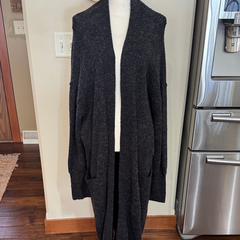 Free People Charcoal Open-Front Cardigan